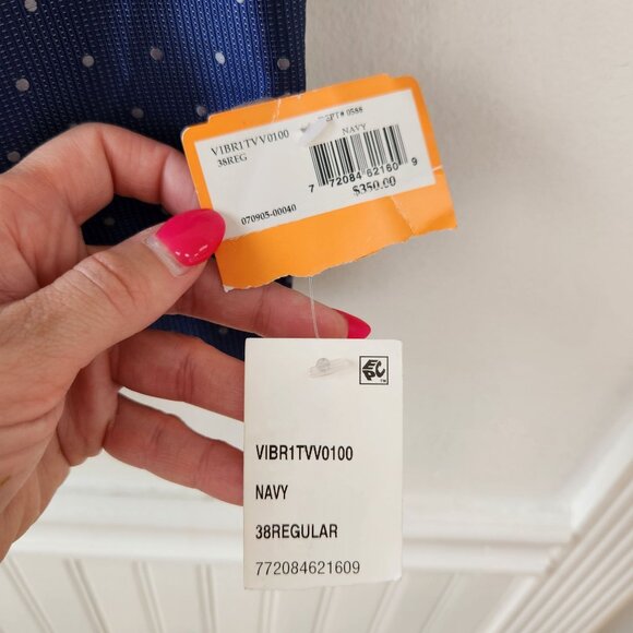 NWT $350 Tallia Blue Blazer Suit Jacket Sport Coat Polka Dot Men's 38 Reg (38R) - Picture 5 of 7